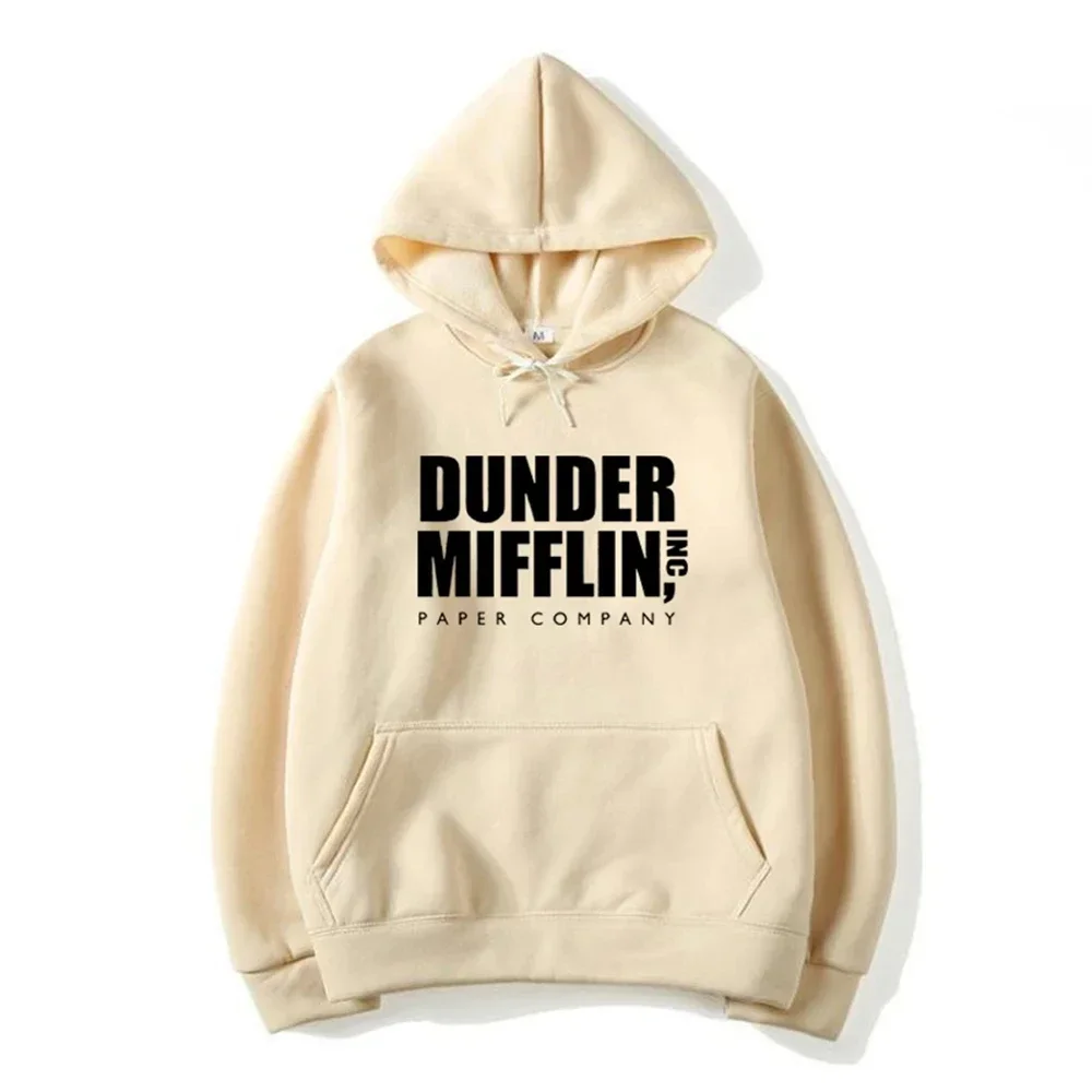 Paper Company Hoodie, Büro-TV-Serie, Slogan, Dunder Mifflin, Grau, Unisex, für Damen und Herren, Oversized, lässiger Pullover, langärmelig. – Detail 4