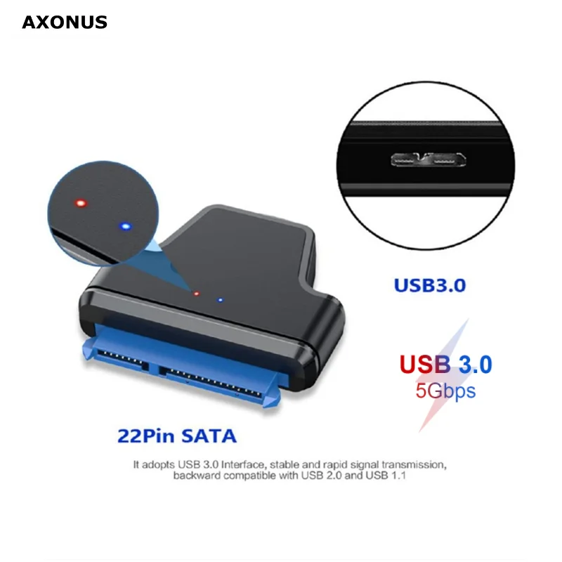 1PCS/ 5Gbps Micro USB 3.0 to SATA 22Pin 7+15 Enclosure Adapter for 2.5