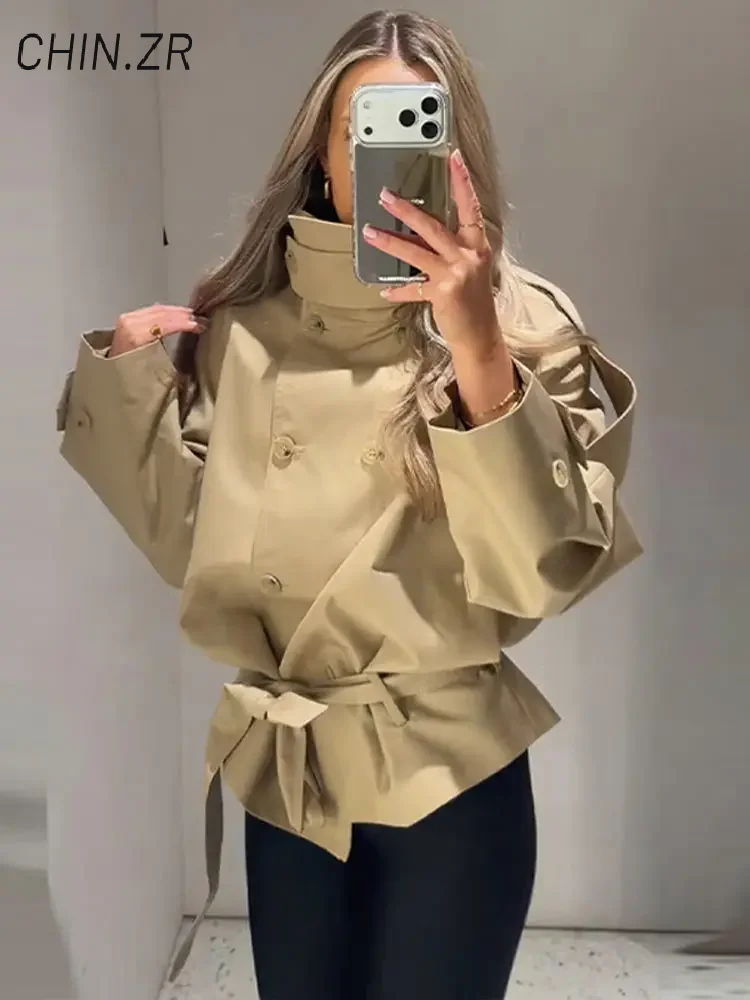 Abrigos Cortos de Punto con Botones para Mujer, Estilo Napoleón, Cuello Alto, Manga Larga, Chaquetas Militares, Moda Primavera 2026