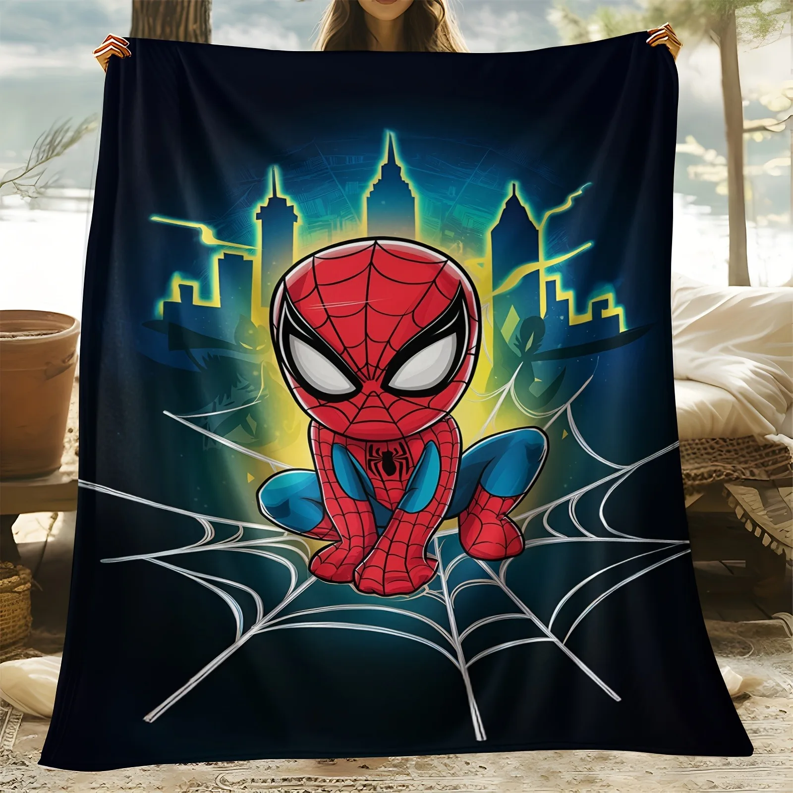 

1PC Spider-Man Cartoon Blanket for Sale ,Multifunctional blanket suitable for home, outdoor, travel, camping, nap cover blanket.