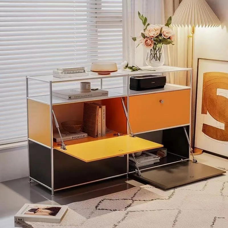 Medieval stainless steel bedroom combination dining side cabinet, light luxury simple storage bedroom combination cabinet