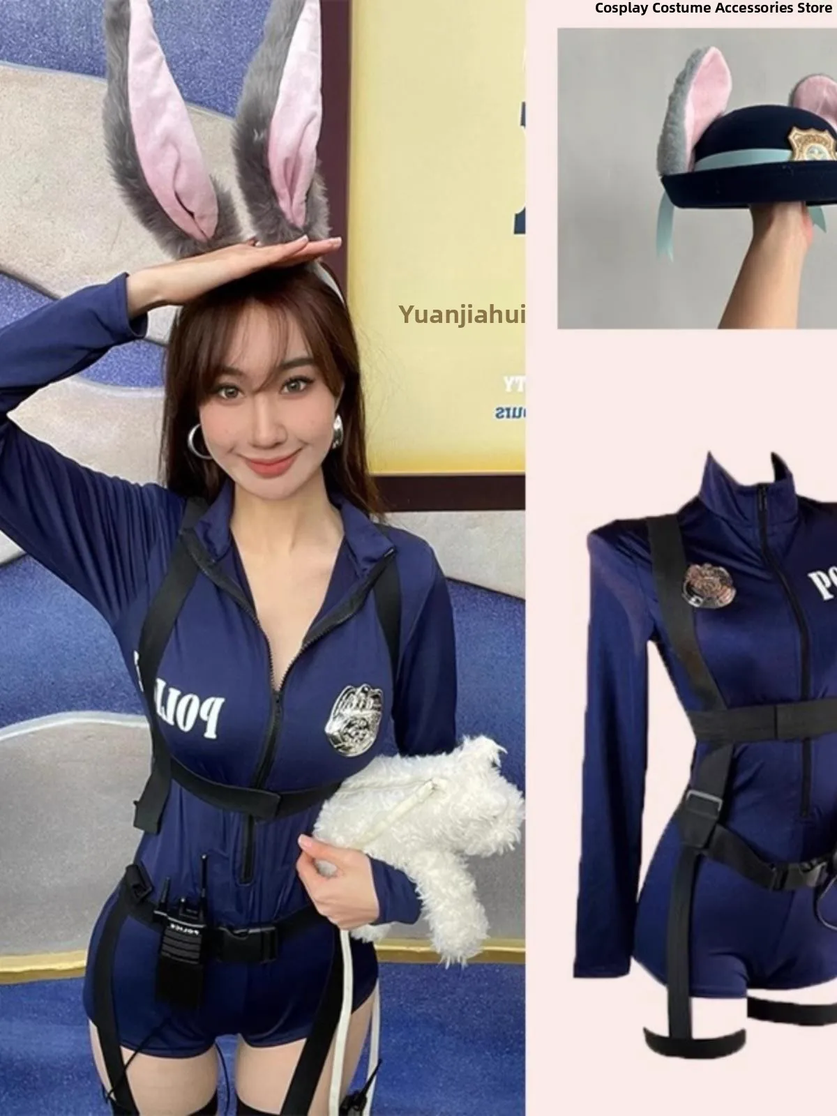 ชุดคอสเพลย์ตำรวจหญิงสุดเซ็กซี่ คลับ ดิ คลับ สำหรับฮาโลวีน สไตล์เพียวเดไซร์ พร้อมผมสไตล์เกาหลี กระโปรงเอวสูงแบบสตรีทแฟชั่น