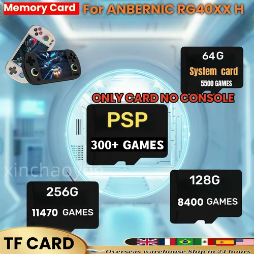 Anbernic 게임용 TF 카드, 플러그 앤 플레이, 레트로 게임 사전 설치, PSP 256G 메모리, 휴대용 게임용 SD 카드 시스템 카드, RG40XXH