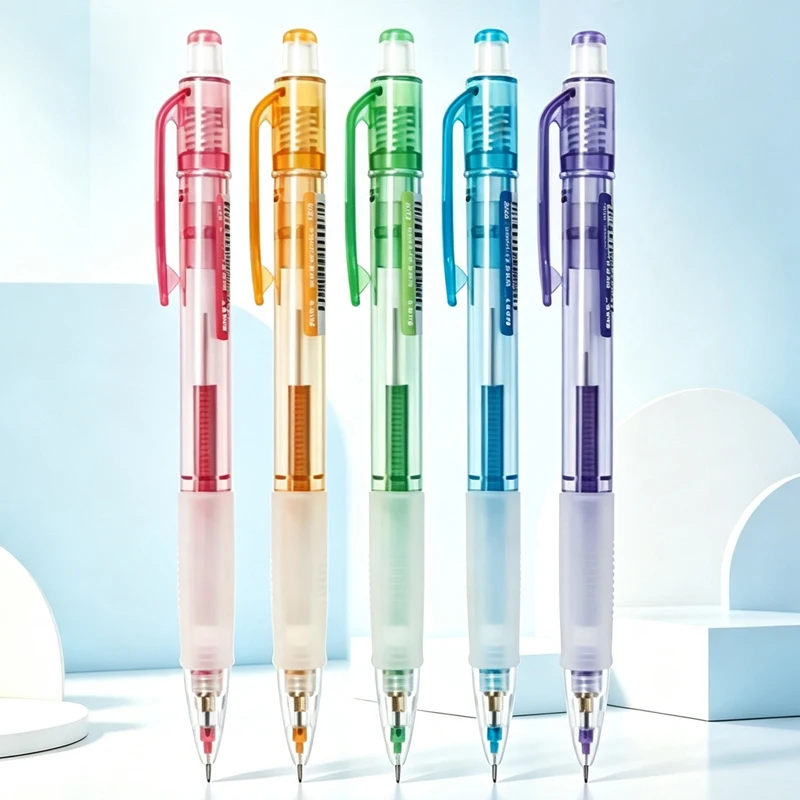 5Pcs 0.5/0.7mm Random 5 Pens Color Mechanical Pencil Set  Erasable Children's Drawing Color Lead Core School Art Stationery