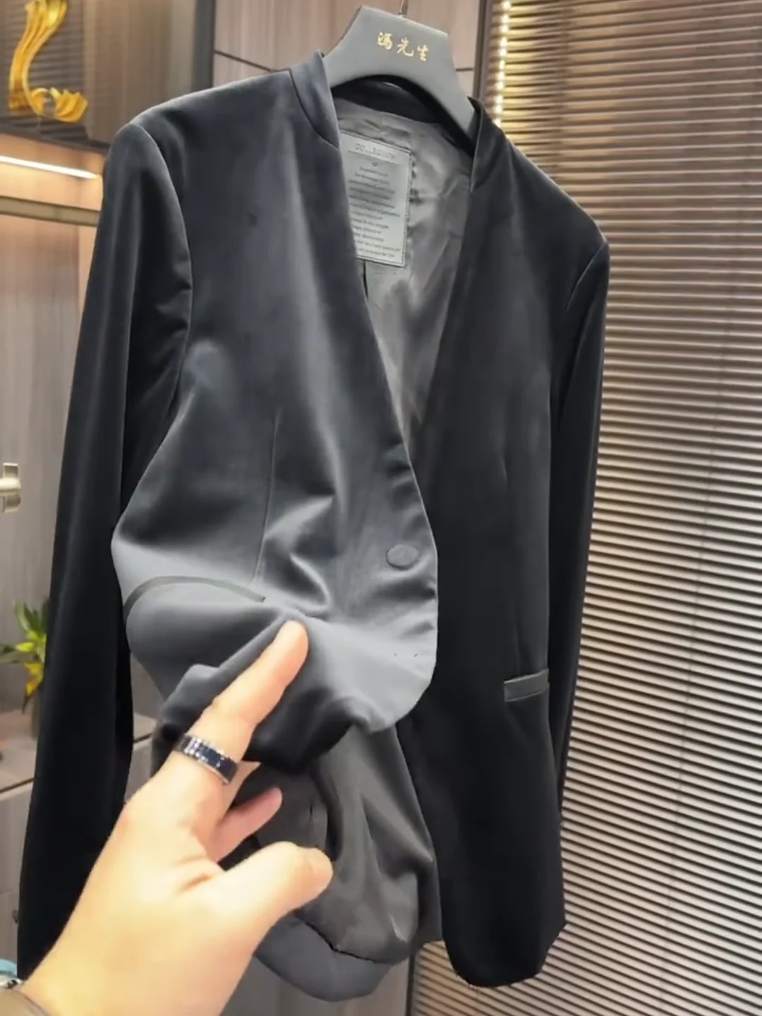 

Faionable Velvet Busin Casual Men's Vest 689 Spring Autumn Slim Fit No Collar No Pilling Stand Tailoring Long Sve