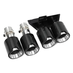 Weld-On Quad Exhaust Tips for BMW 5 Series F10 F11 520i 528i 530i | M5 Look Conversion Decorative Tailpipe Nozzle Black/Carbon