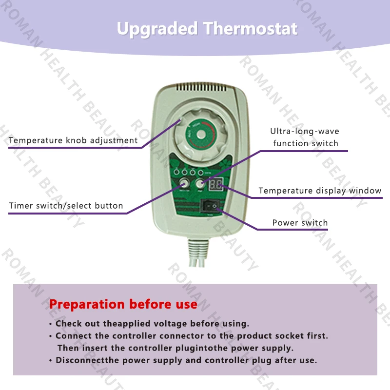 Amethyst Photon Energy Jade Pad - Far Infrared Heating Pad with Natural Jade Stones for Muscle Relaxation, Improved Circulation