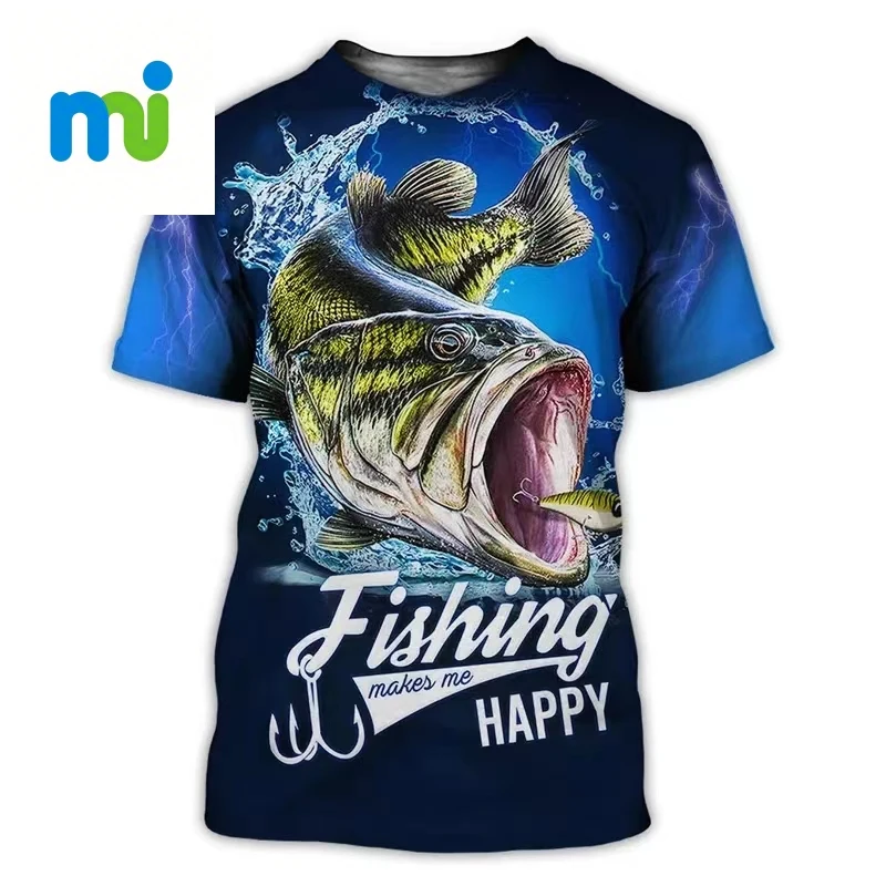 

2025 New Men's T-Shirts Short Sleeve Tops Summer Clothing Fishing Graphic Shirts Men Dress Streetwear O-Neck Pullovers 5XL Tee