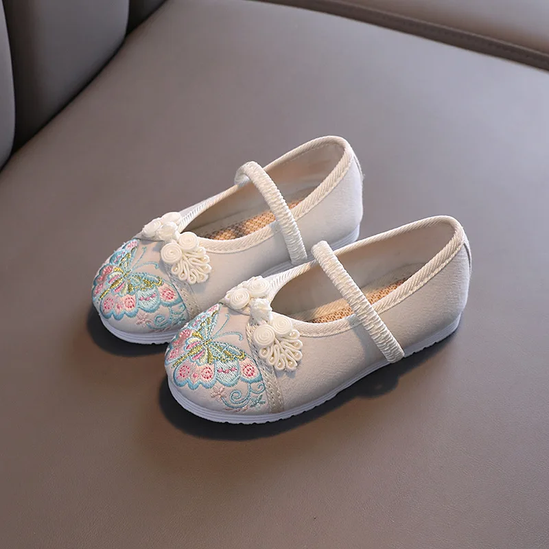 2026 Fashion Girl Chinese Style Shoes Cute Toddler Traditional Kids Embroidered Cloth Shoes for Perform Children's Hanfu Shoes