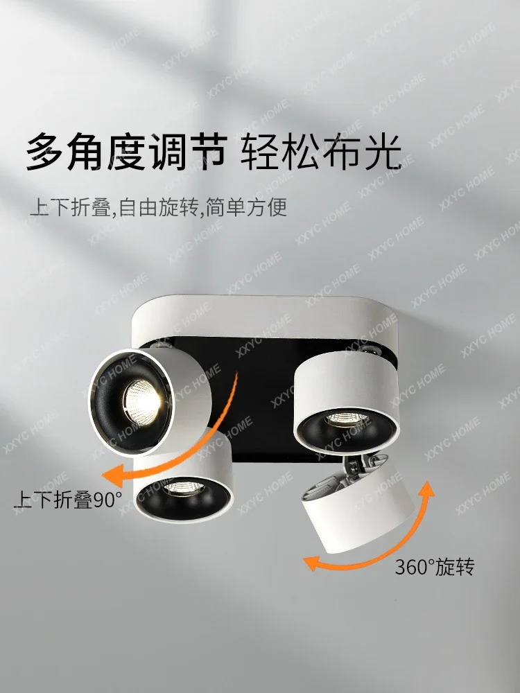 Surface mounted spotlight anti-glare led ceiling light square cob multi-head four-head ceiling downlight