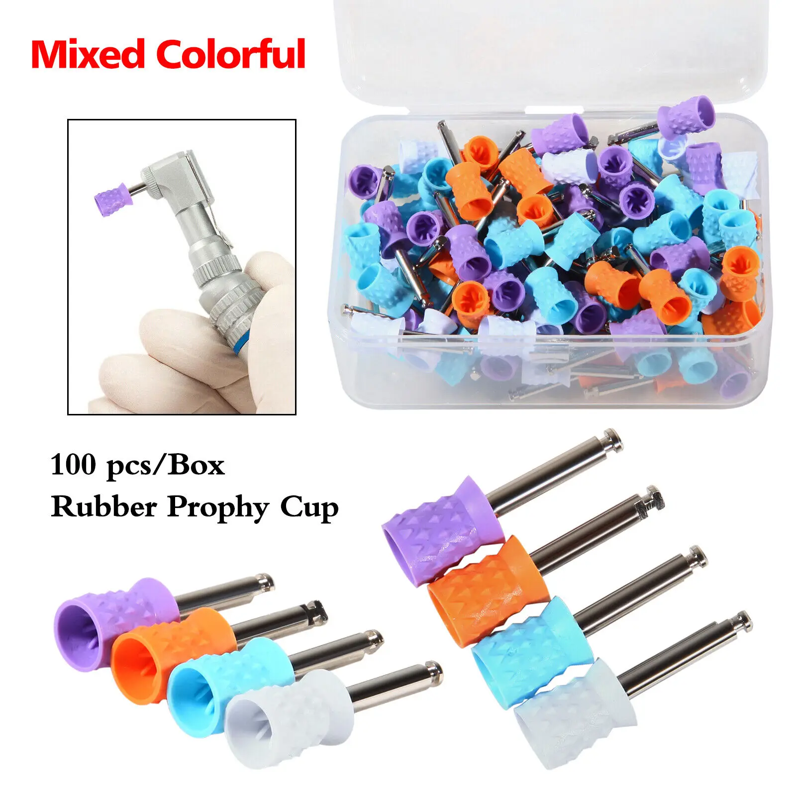 

100pcs Dental Rubber Polishing Brush Polisher Prophy Cup for Low Speed Handpiece