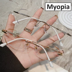 Unisex Women's HD Lens Minus Glasses Fashion Trendy Diamond Cutting Myopia Eyeglasses Ladies Luxury Near Sight Eyewear Diopter