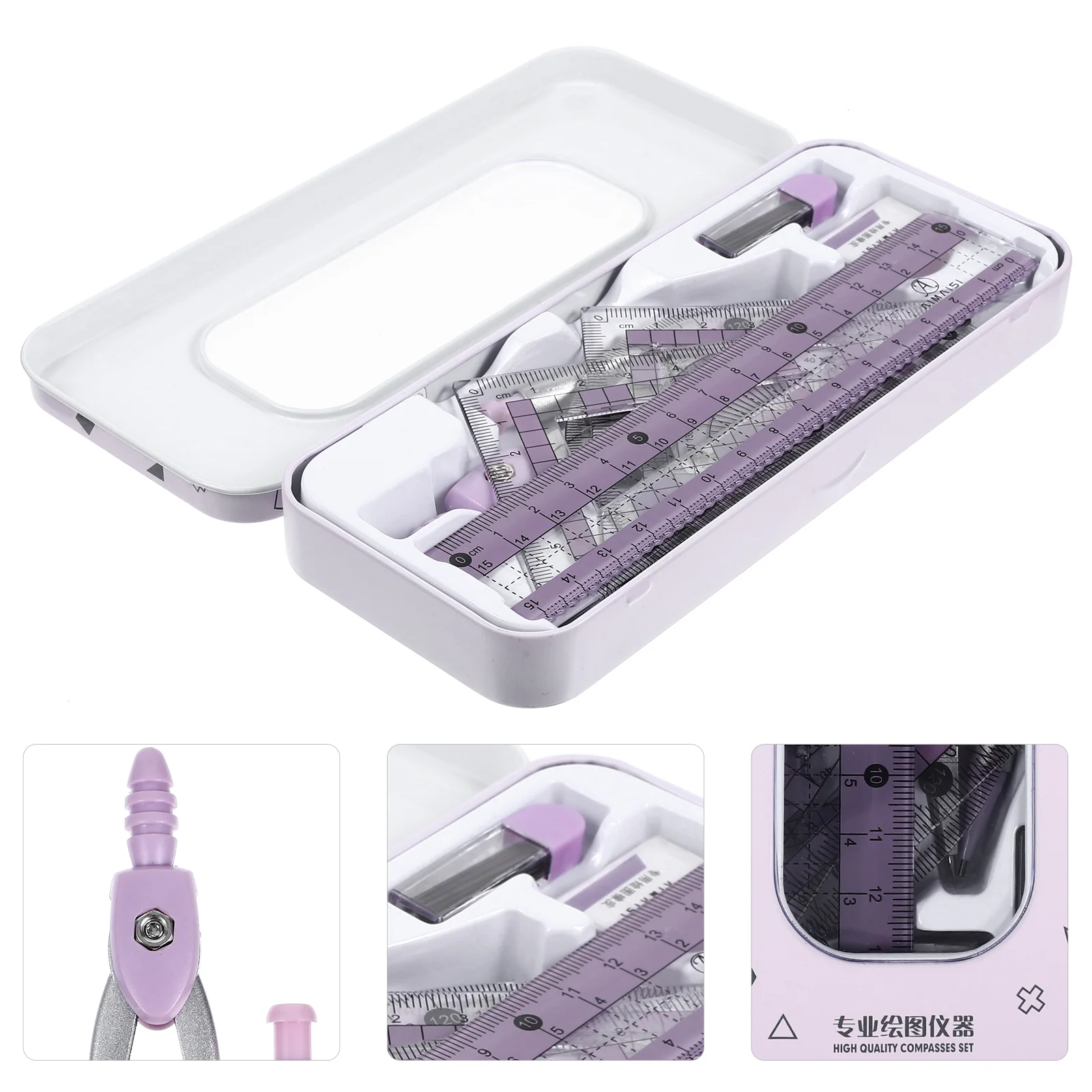 Ruler Set Measurement Tool Office Drawing Compass Professional Geometry Protractor Kids Stationery Accessories Triangle