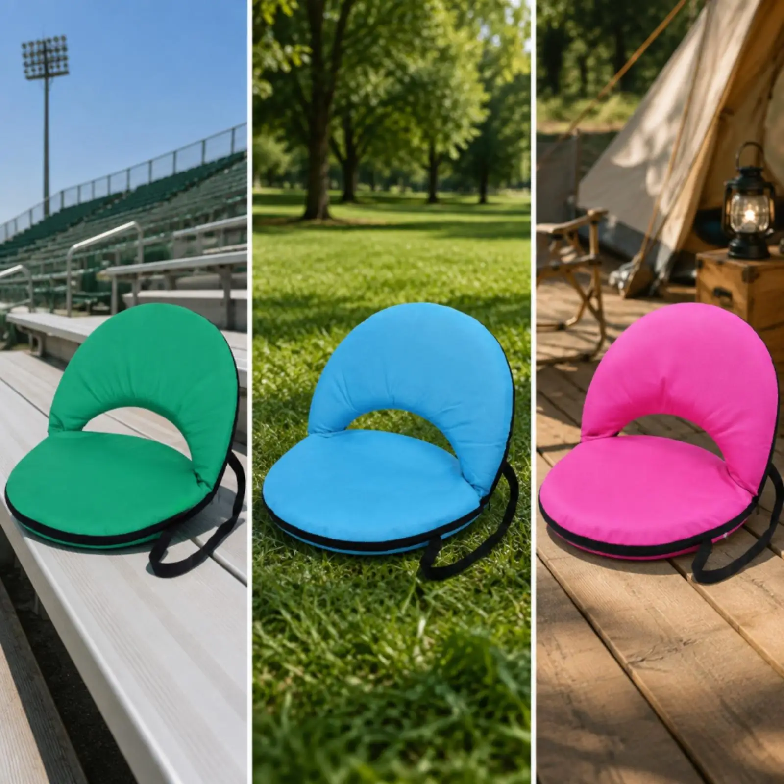 Oxford Cloth Folding Stadium Seat Cushion Padded Backrest for Bleacher Bench Outdoor Events