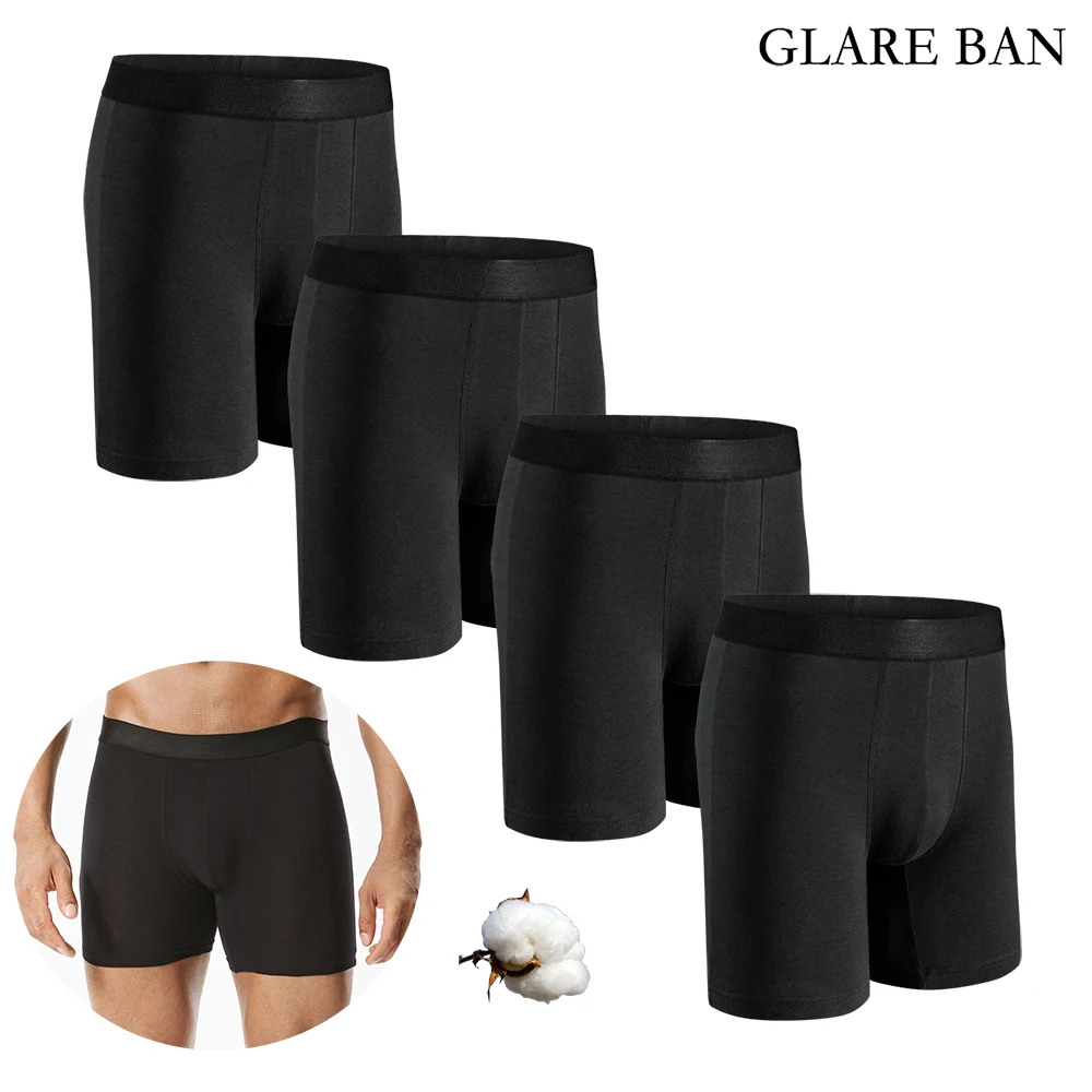 4pcs Pack Mid-Long Boxer Shorts Men Underwear Cotton Male Underpants for Men Sexy Homme Boxershorts Box Panties Slips Set Lot