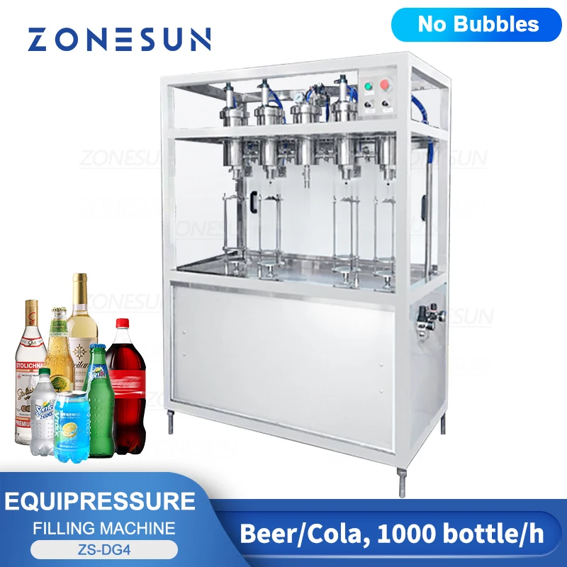 ZONESUN Beer Filling Machine Equipressure Foamy Liquid Carbonated Sparkling Wine Cola Bottle Production Machinery ZS-DG4