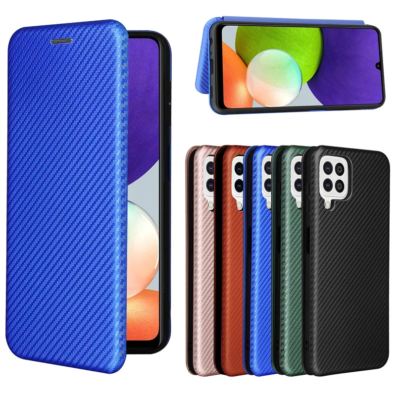 

Carbon Fibre Flip Cover Leather Wallet Book Case For Samsung galaxy A22/A13 Magnetic Close Capa Funda coque