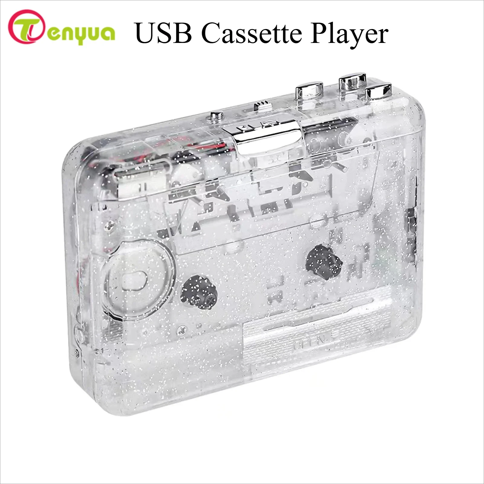 TenYua  Radio USB Cassette Player Transparent Cassette Tape Player USB Cassette Capture Radio set with USB Port