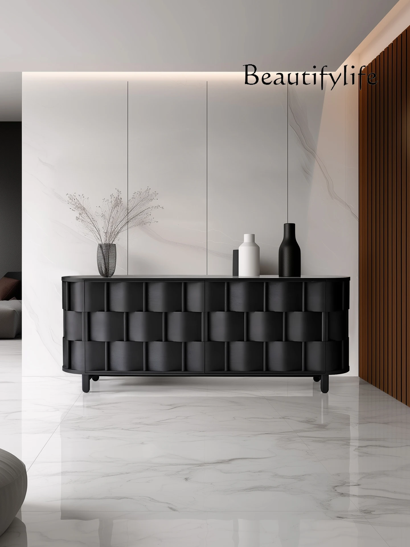 

High-end entrance cabinet Italian minimalist side cabinet Modern medieval designer living room locker
