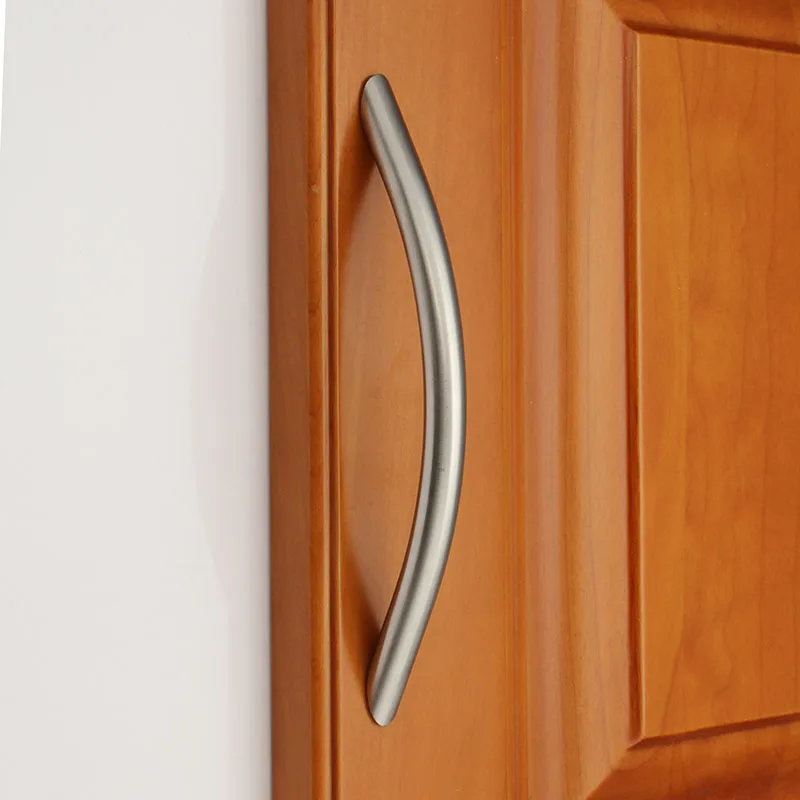 Roestvrij staal 304 meubelkast handvat lade knoppen gebogen kastdeur handvat voor keuken badkamer hardware accessoires