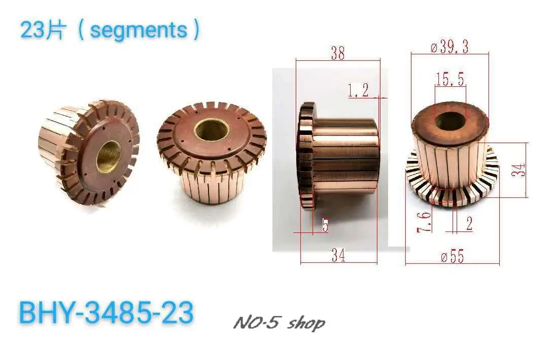 5pcss 39.3x15.5x34(38)x23P Copper Bars Electric Motor Commutator