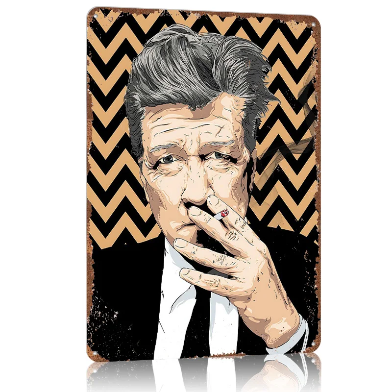 David Lynch Palący Celebryta Aluminiowy Metalowy Plakat Dekoracja Pokoju Gracza Do Domu Personalizowane Metalowe Tabliczki na Ścianę
