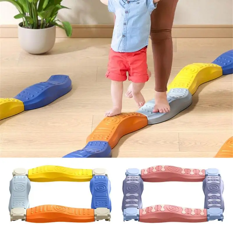 Children Sensory Balance Beam Sensor Training Board Stackable Body Coordination Building Toy Enhanced Stability Texture Design