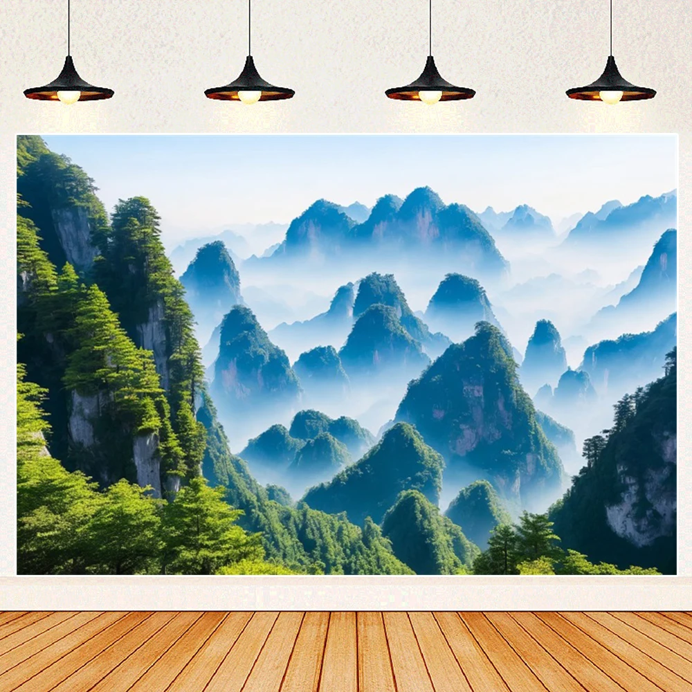 Chinesische Landschaft Hintergrund Stoff Teestube Wohnzimmer Wand dekoration neue chinesische Zen Wandbild Hintergrund Fotografie Studio Requisiten