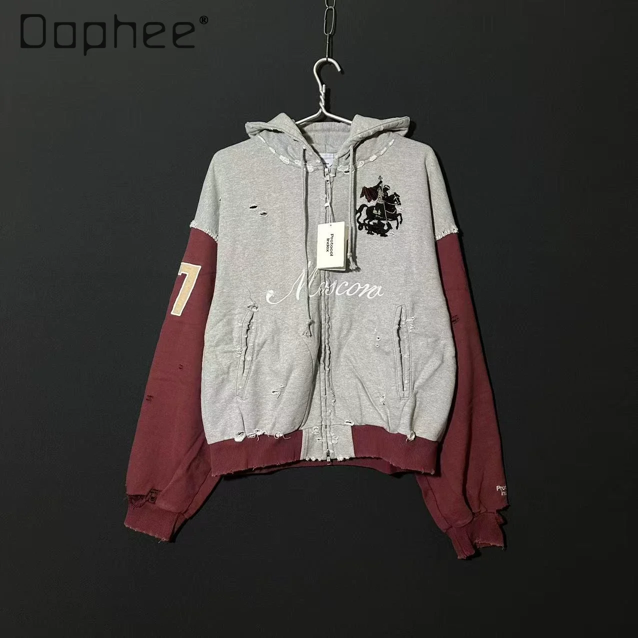 

Американский Ретро Потертый Полый Уличный Панк Стиль Лоскутная Цветная Куртка Весна Новая Мода Индивидуальные Повседневные Толстовки Женщины