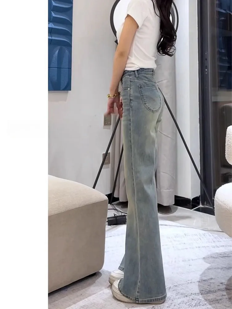 Plus size fce forrado micro queimado jeans feminino outono inverno cintura alta elástica magro perna reta calças casco