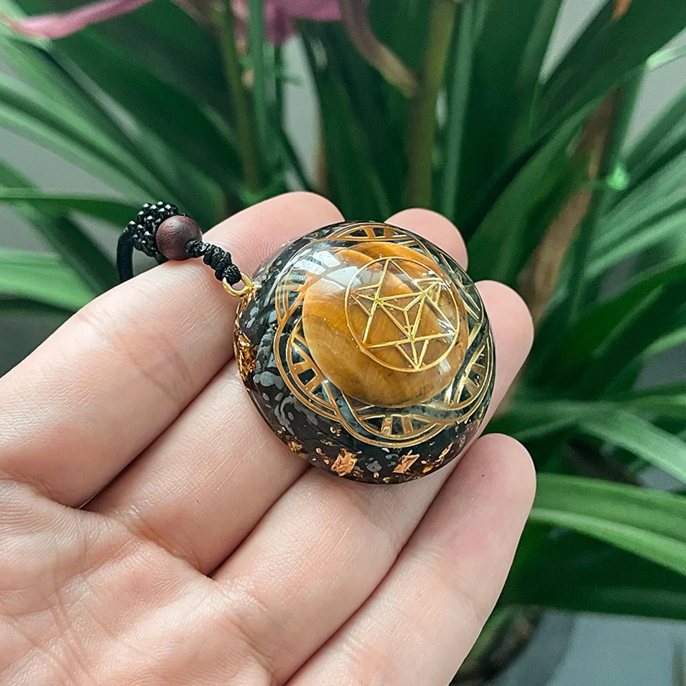 Tiger Eye Pendant Merkaba Crystal Necklace For Men Sacred Geometry Jewelry Energy Healing Gemstone Pendant