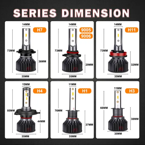 CARLitek H7 H4 H1 LED-lampa 8000K 4300K 10K HB3 HB4 9005 9006 H8 H11 Dimljus Billampa Minibil H7 H4 LED-strålkastare 2600W Super 8 best sales LED-indikatorlampa - №7