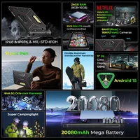 HOTWAV R9 Ultra 5G Rugged Tablet 20080mAh Massive Battery 20W Fast Charging Android 15 Pad 11'' FHD+ 2K Display 8GB RAM 512GB ROM/2TB Expansion 64MP+16MP+20MP Night Vision Tablet PC With Stylus Pen, OTG/GPS 2