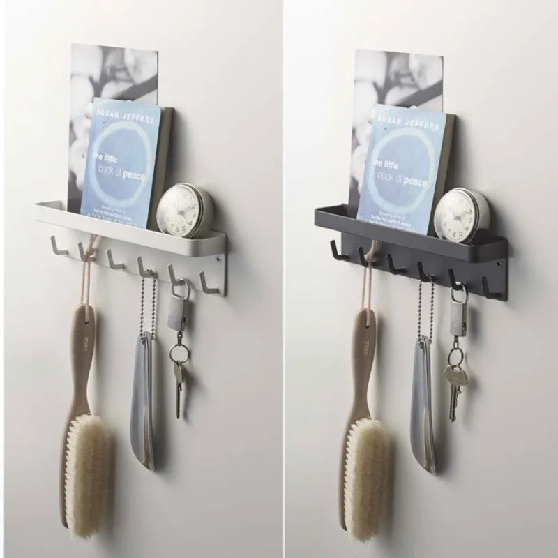 Wall Keychain Self-adhesive Key Holder Wall Mounted Storage Bag with Door Entry Channel and Office Hook Black 2025