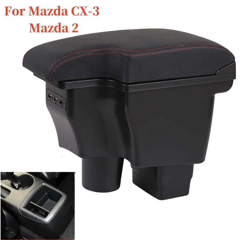

Car Armrest Storage box For Mazda CX-3 Armrest Retrofit For Mazda 2 skyactiv version cx3 CX-3 car accessories Charging with USB