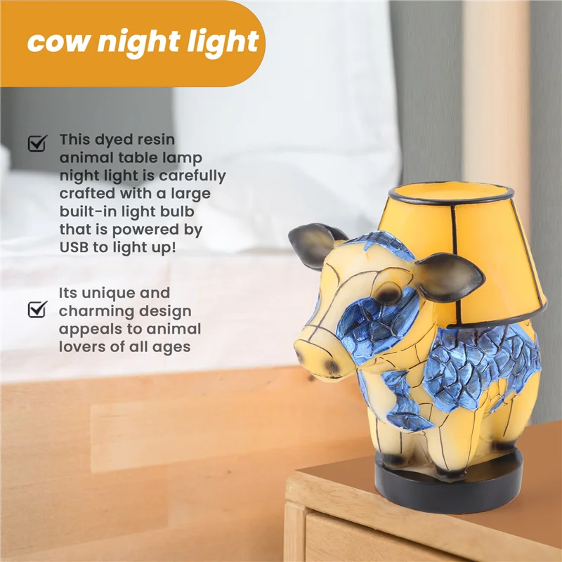 

【Superdeals】Cow Bedside Lamp 3D Highlandcow Design Animal Nightstand Lamp Cow Light Western Table Lamp Highlandcow Table Lamp