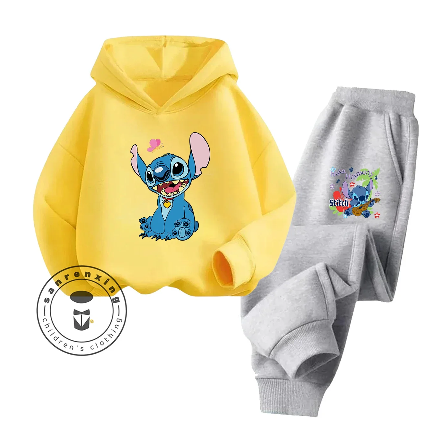 رائجة البيع غرزة 2D الكرتون مطبوعة هوديي مجموعة 2025 موضة جديدة عادية الخريف الشتاء الزي للبنين بنات الأطفال المراهقين #4