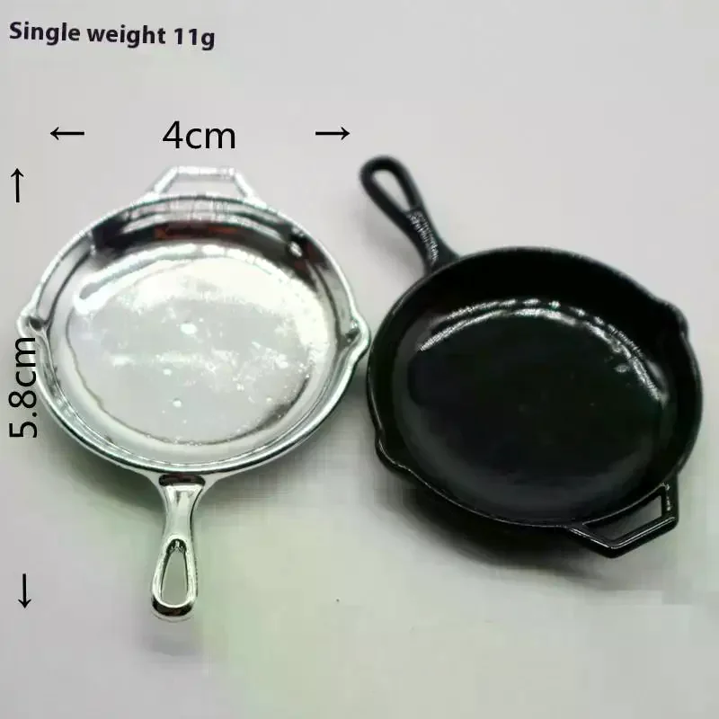 1Pcs Dollhouse Miniature Mini Alloy Pan Model Kitchen Funiture Accessories For Doll House Decor Kids Pretend Play Toys Gift