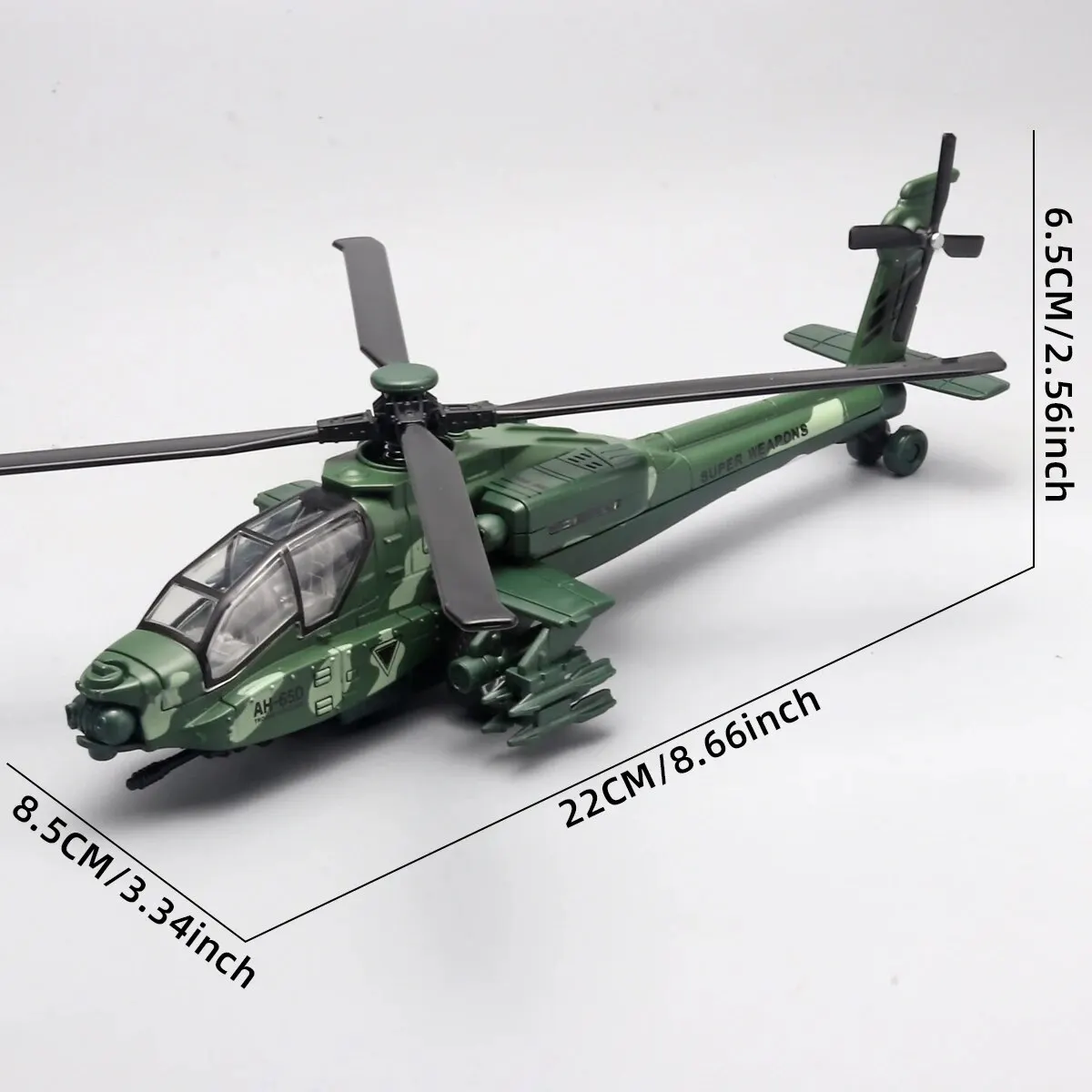 AH-64 Helicopter Alloy Toy with Sound & Light - Authentic Miniature, Ideal Gift for Kids, Realistic Play Fun