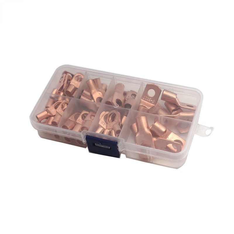 60Pcs SC Terminal Battery Wire Connectors Bare Cable Crimped Soldered Terminal Bare Terminals Lug Tinned Copper Tube Lug Ring