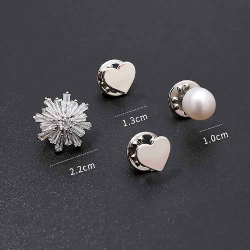 هدية للنساء لؤلؤة نمط الزخرفية بروش حجر الراين القلب بروش المضادة للتعرض العنق مشبك سترة دبوس اللؤلؤ بروش