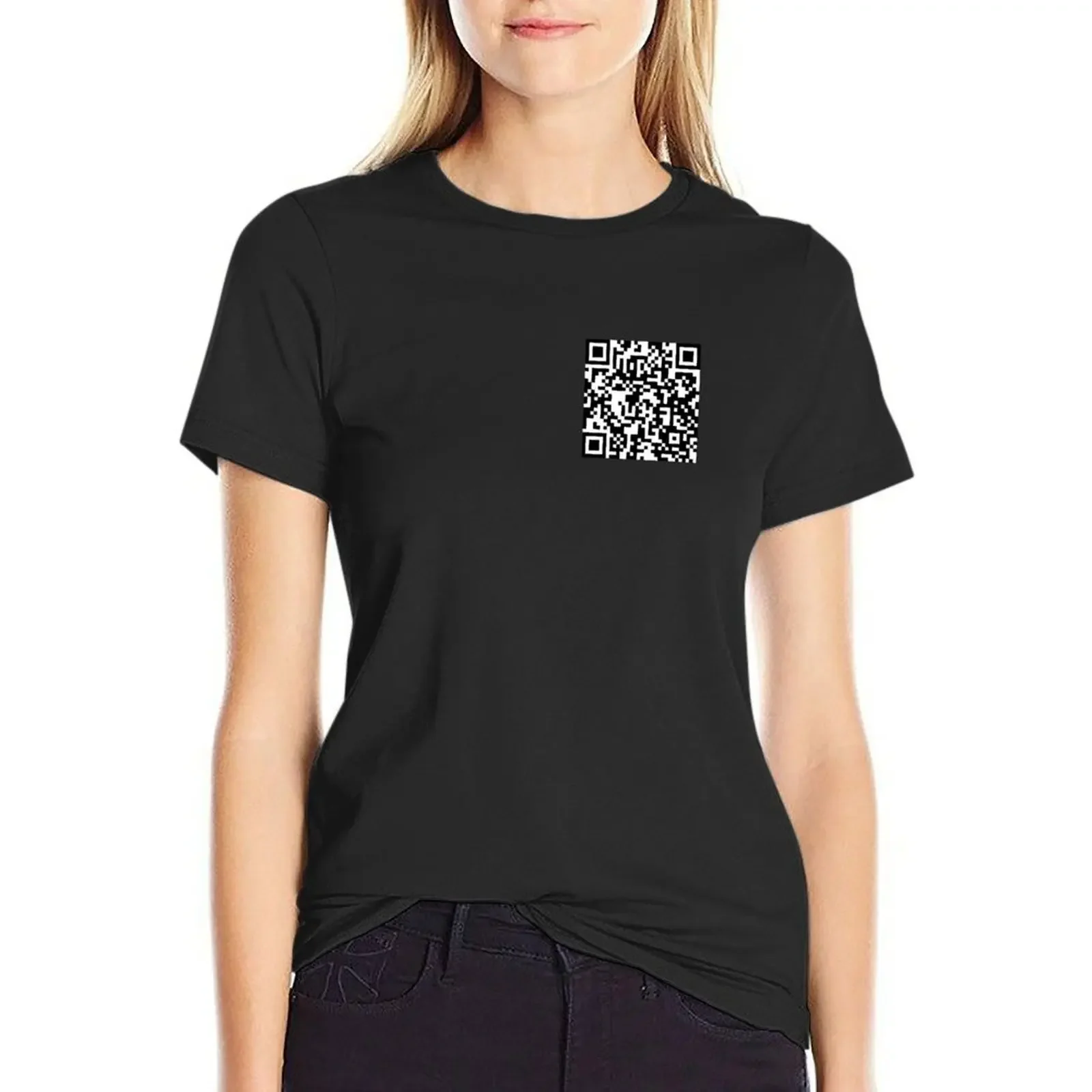 

Rick Roll QR Code Small T-Shirt quick-drying blanks vintage Blouse Women's t-shirt
