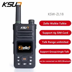 Ksut zl18 zello walkie talkie 4g cartão sim wifi rede celular rádio de longo alcance 100 milhas gps profissional poc walkie talkie