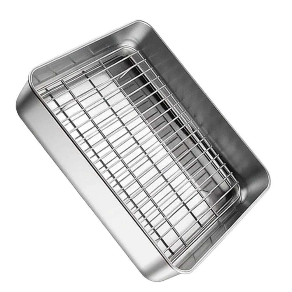 Air Fryer Mesh Filter Tray 20x20x5cm 304 Stainless Steel Square Design for Healthy Cooking and Flavor Retention