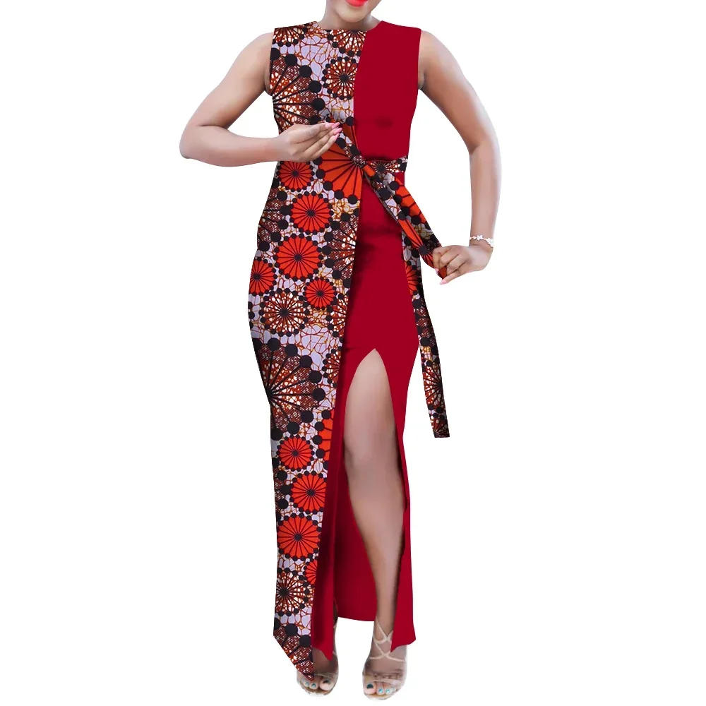 Summer Fashion Women African Dress Classic African Bazin Rich Long Maxi Dresses for Women African Wax Print Dress WY10809