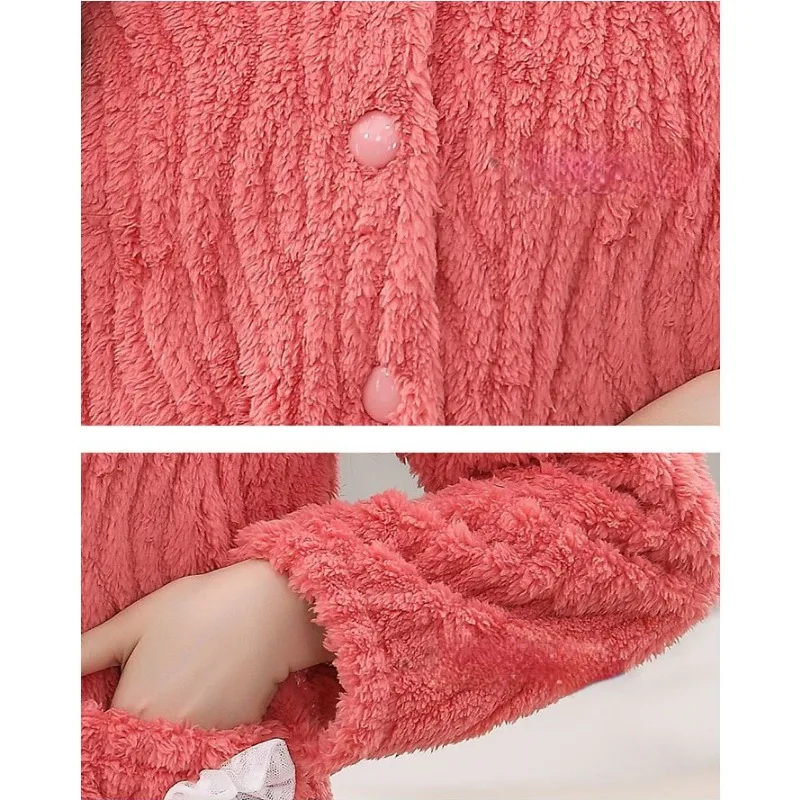2023 New Pajamas Women Autumn Winter Coral Velvet Loungewear Thickening Plushing Warm Flannel Plus Size Outerwear Homewear Set