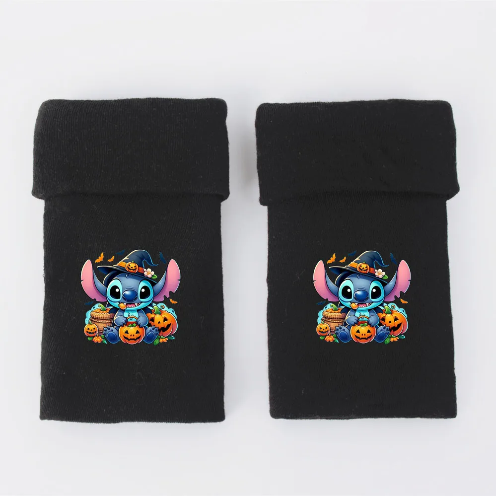 Nuevos productos de otoño e invierno de Disney, guantes negros cálidos y rizados de medio dedo periféricos Hallowmas Stilt para hombres y mujeres