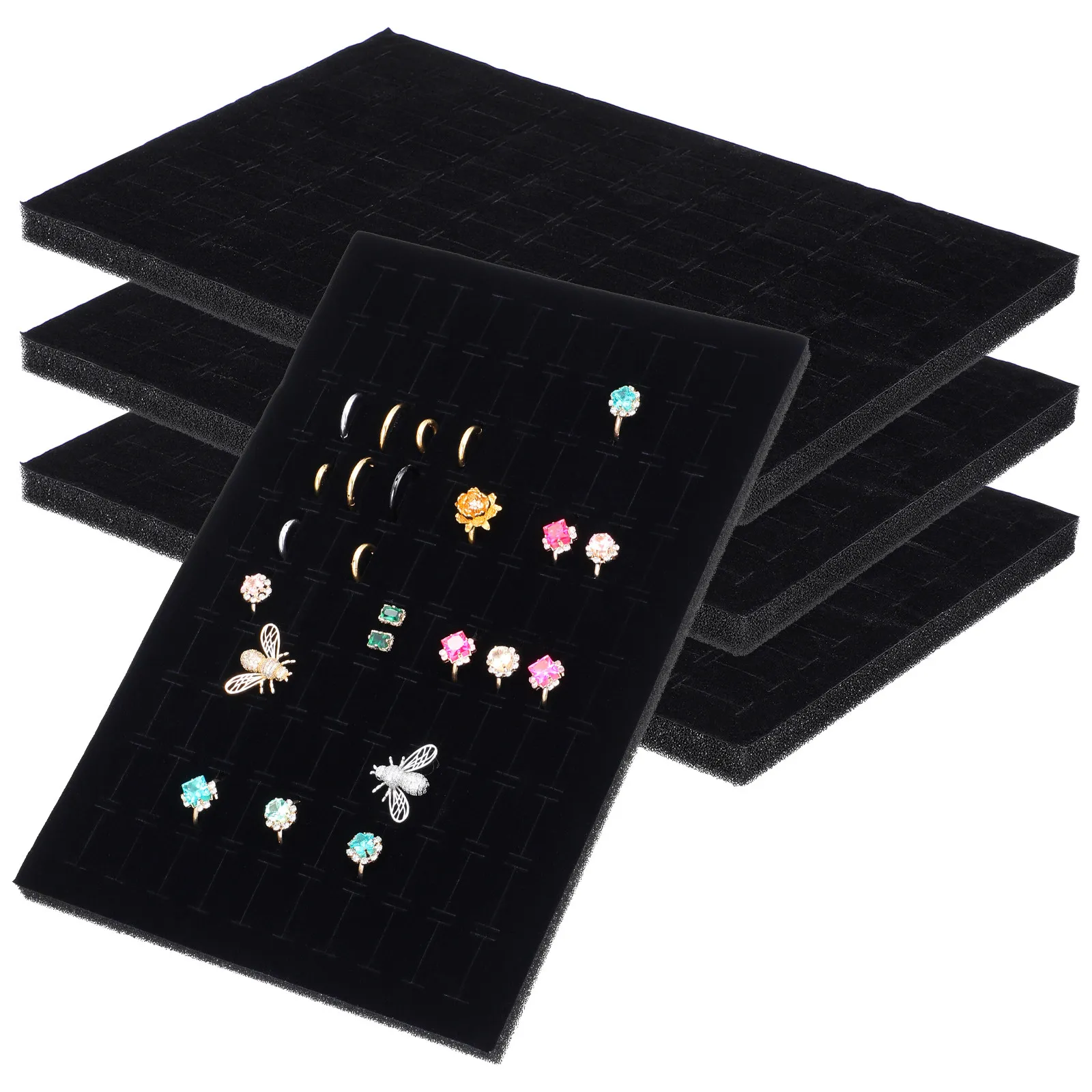 

4Pcs Jewelry Insert Sponge Mat 11x7 Inch Dense Foam Pad for Rings Earrings Studs Dangles Display Storage Organizer Jewelry