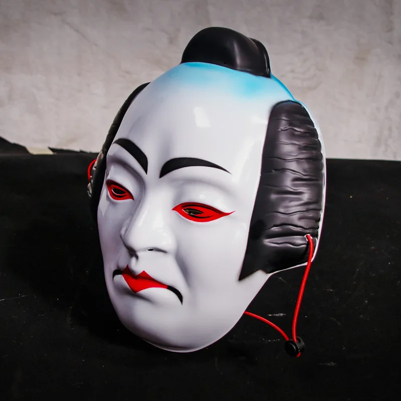 Comfortable Full Face Japanese Kabuki Mask For Cosplay Festivals And Stage Performances Samurai Theatrical Mask For Men And Wome