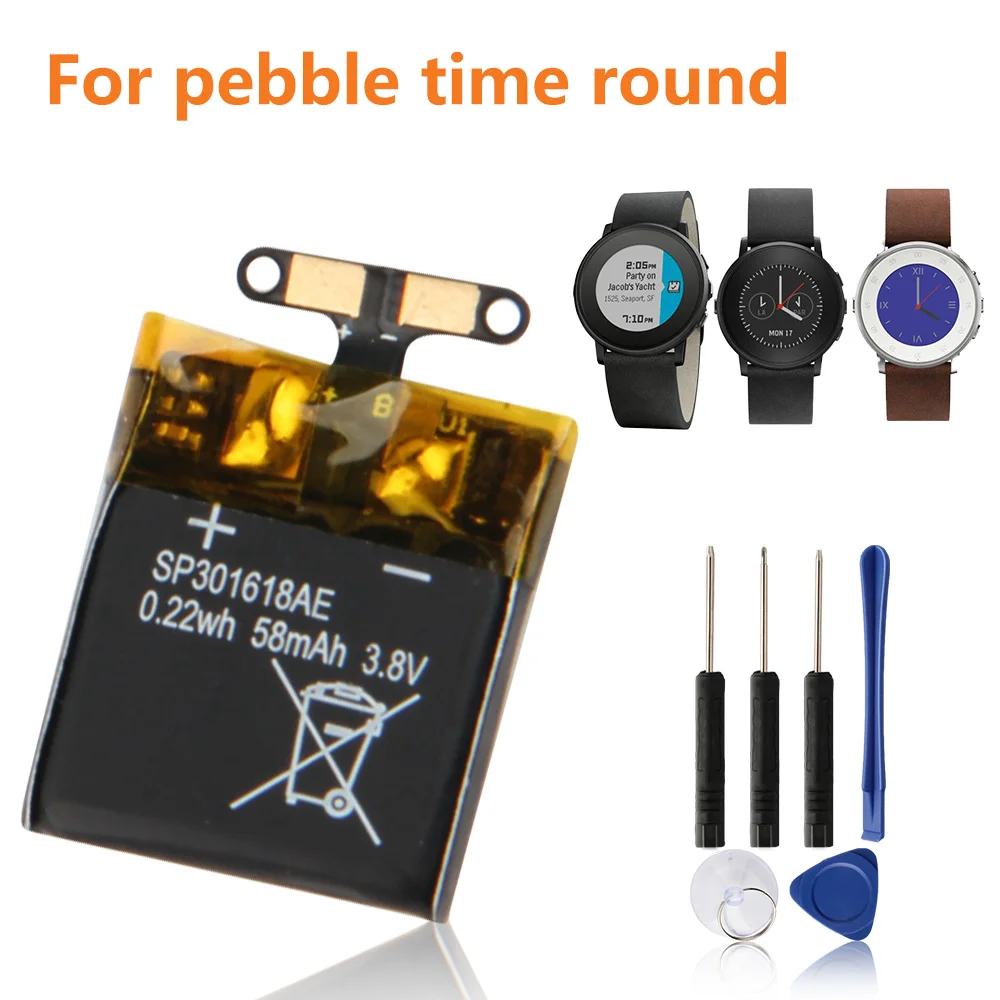 

Сменный аккумулятор SP301618AE для Pebble Time Round, перезаряжаемая батарея 58 мАч